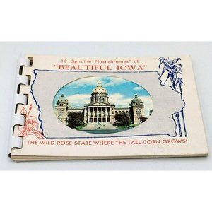 Iowa Tourist Booklet of 10 Genuine Plastichromes Vintage Travel Souvenir